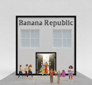 most wanted sound banana republic shopping mall store front